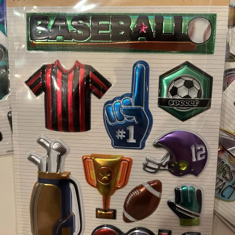 Metallic Puffy Stickers 10 Packs (Space Ocean Llamas Travel Sports) NEW‎